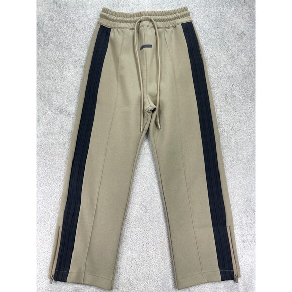 Adidas Fear of God Essentials Track Pants Mens 2XS Taupe Relaxed Fit Ankle Zip - Picture 1 of 16